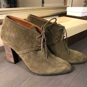 Franco Sarto Leandra Green Suede Ankle Boots